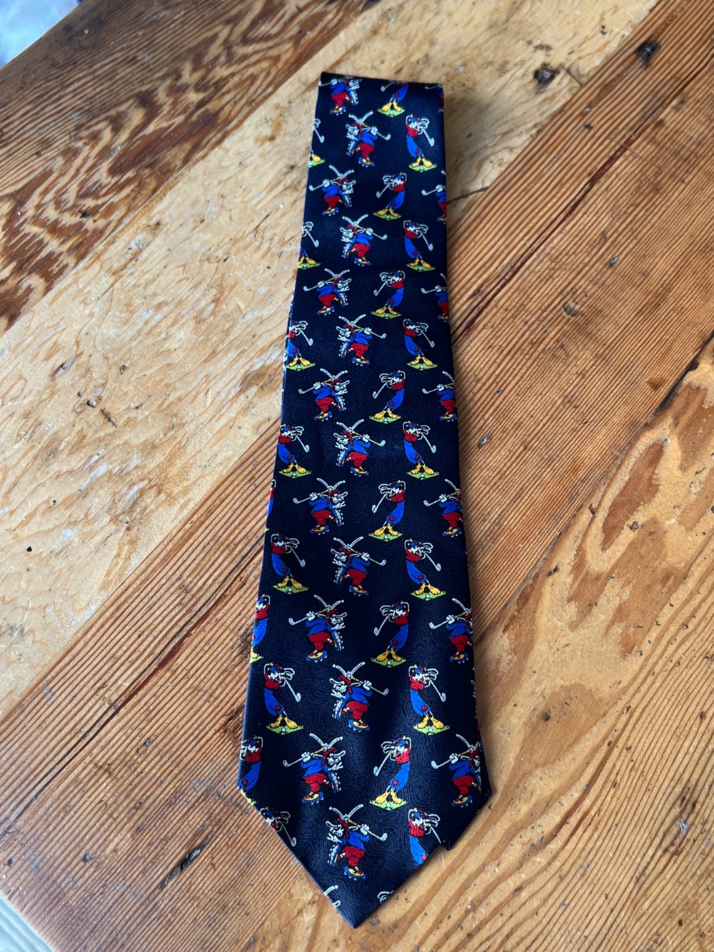 Navy Novelty Skiing Character Silk Tie